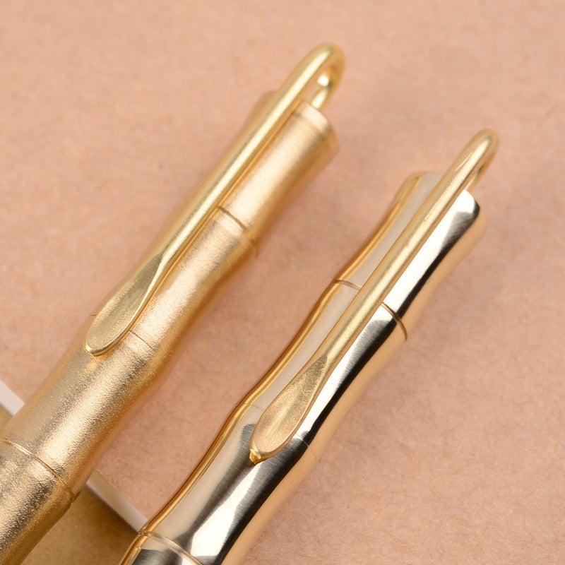 EKLOEN Bamboo Joint Brass Pen Portable Delicate Signature Pen Ballpoint Pen with Clip - Image 5